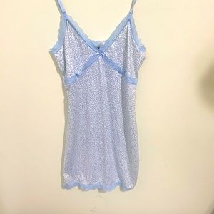 Baby blue lingerie mini dress.  Similar to the third pic but not the same. DMS